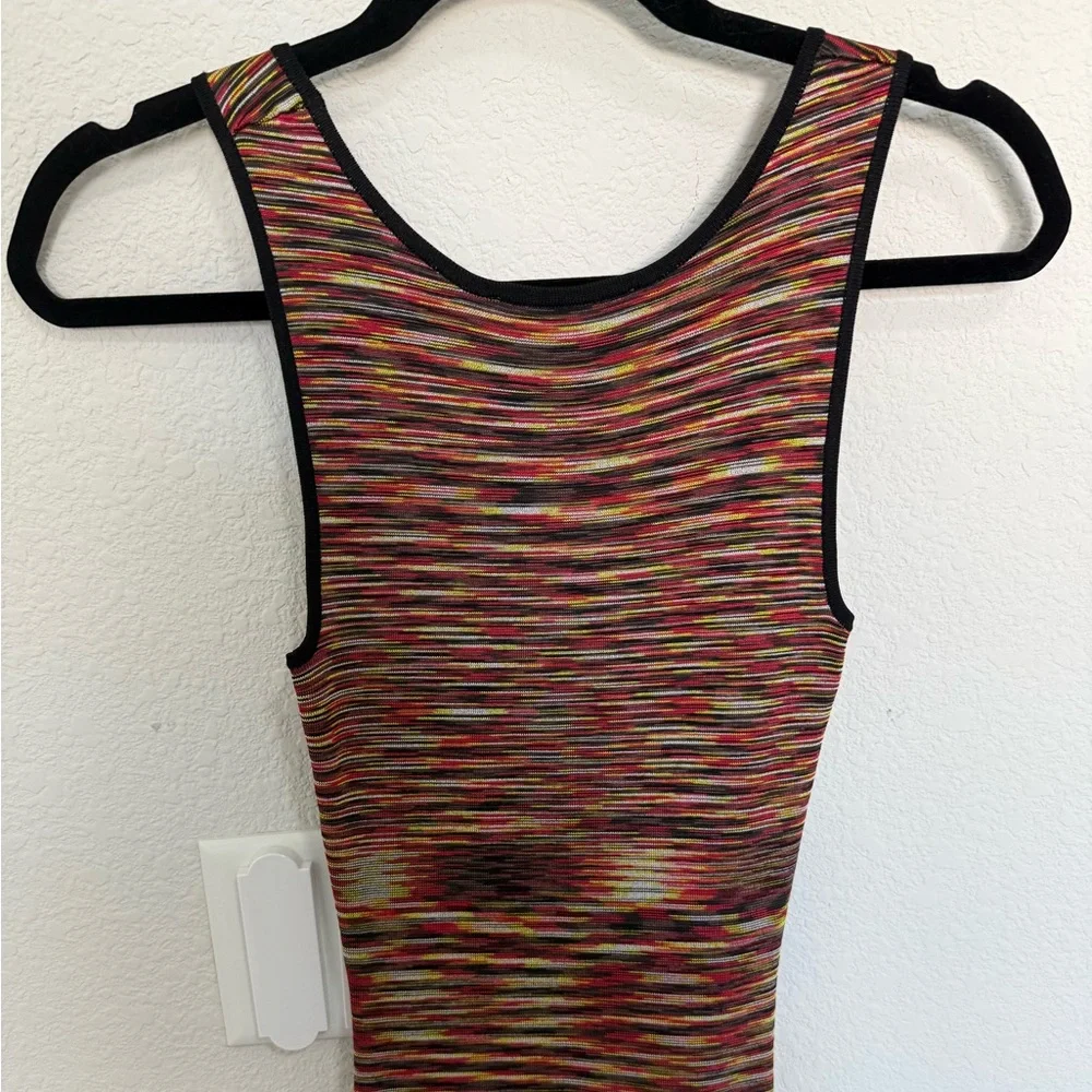 SANDRO Paris Roselia Knit Bodycon Black Red Space Dye Tank Dress Size 2 - Picture 11 of 15